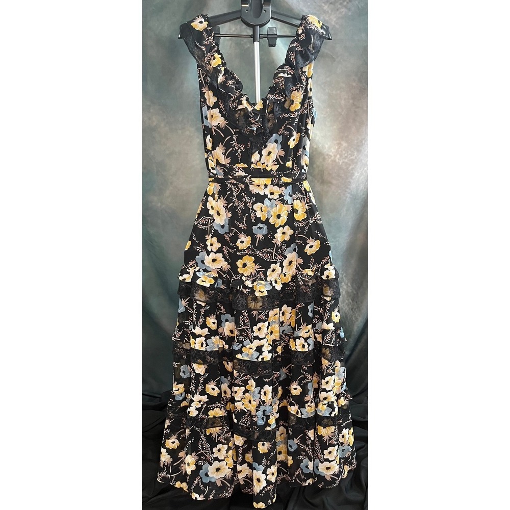 Lauren Ralph Lauren Floral Maxi Dress Black Lace Trim Size‎ 18W Formal Dress NWT - Picture 6 of 12